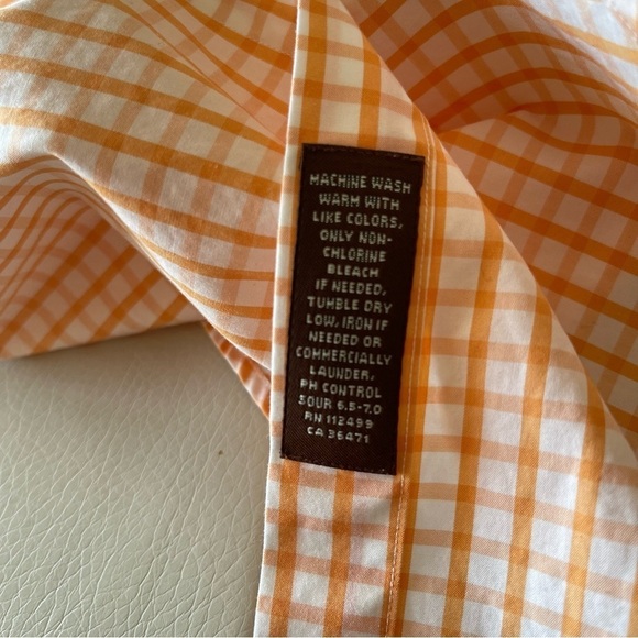 Mens TailorByrd Long-Sleeved Button up checked light orange size large cotton - Picture 7 of 9
